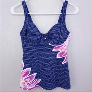 Title nine Blue and Pink Sleeveless Bustier Tankini